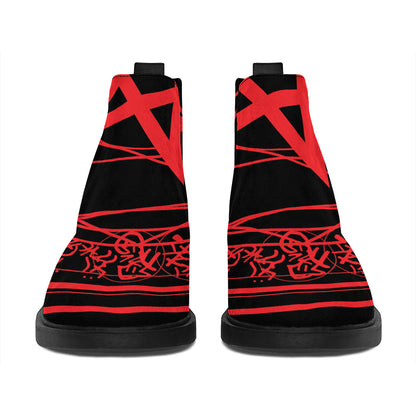 Magic Pentagram Symbol Print Flat Ankle Boots
