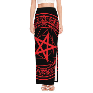 Magic Pentagram Symbol Print High Slit Maxi Skirt