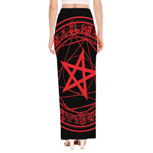 Magic Pentagram Symbol Print High Slit Maxi Skirt