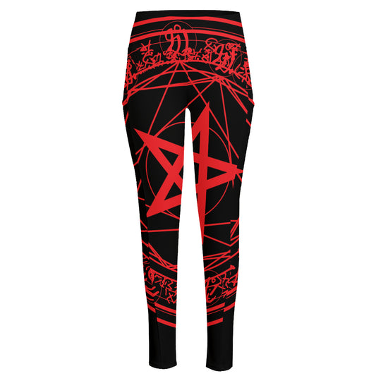 Magic Pentagram Symbol Print High-Waisted Pocket Leggings