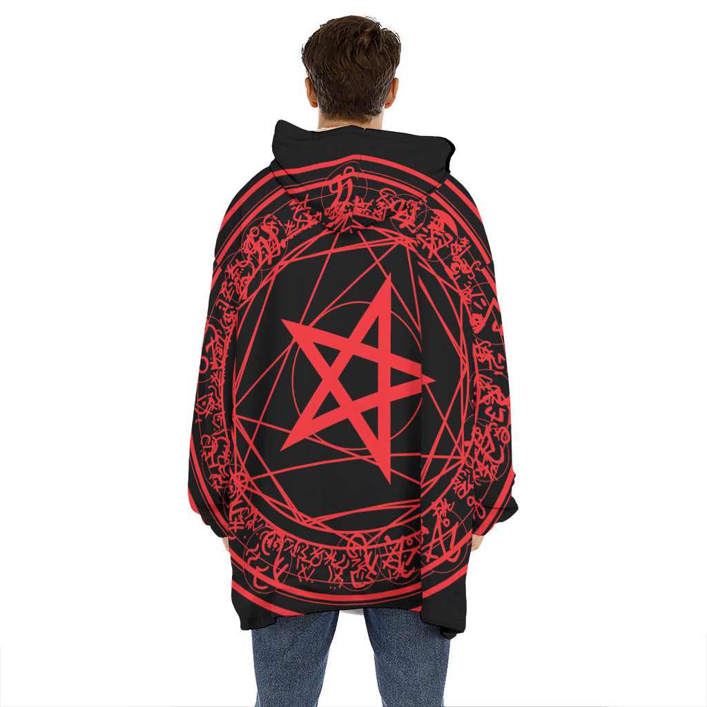 Magic Pentagram Symbol Print Hoodie Blanket