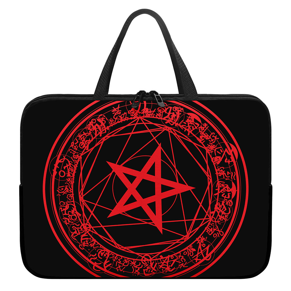 Magic Pentagram Symbol Print Laptop Sleeve With Handle