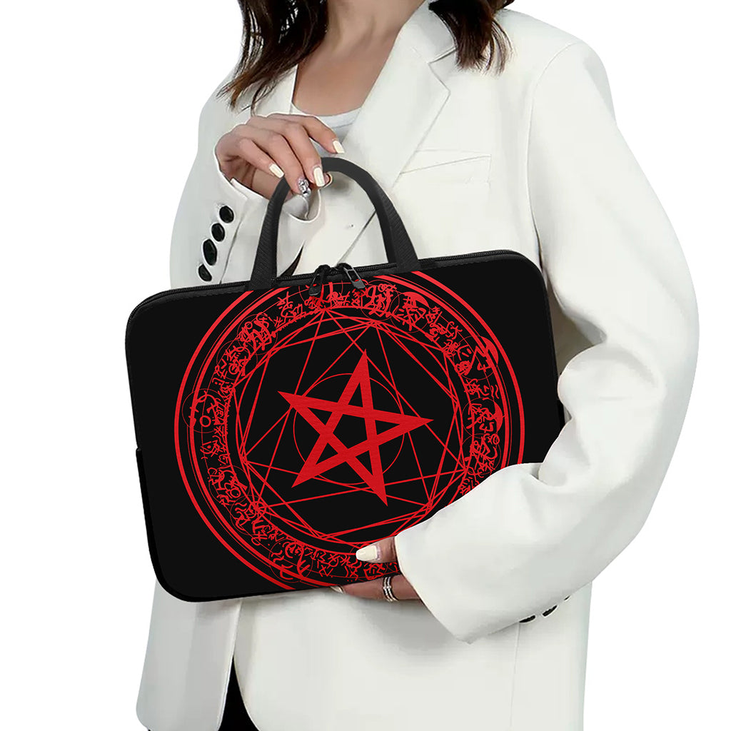 Magic Pentagram Symbol Print Laptop Sleeve With Handle