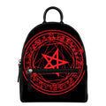 Magic Pentagram Symbol Print Leather Backpack