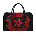 Magic Pentagram Symbol Print Leather Duffel Bag