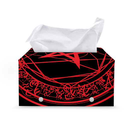 Magic Pentagram Symbol Print Leather Tissue Box Cover