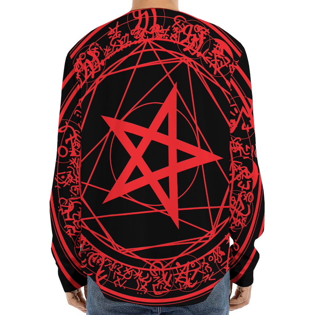 Magic Pentagram Symbol Print Long Sleeve Baseball Jersey