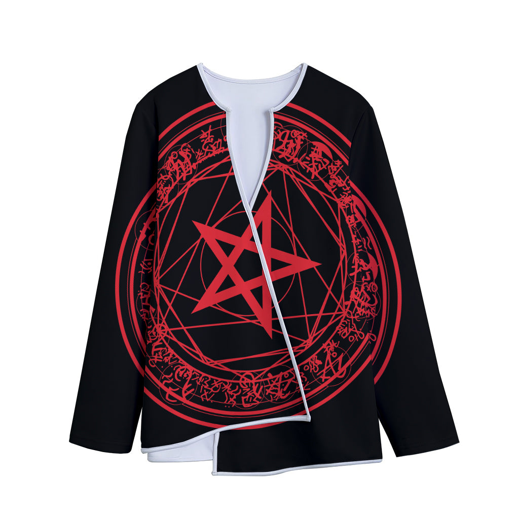 Magic Pentagram Symbol Print Long Sleeve Short Coat