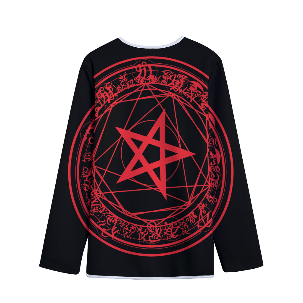Magic Pentagram Symbol Print Long Sleeve Short Coat