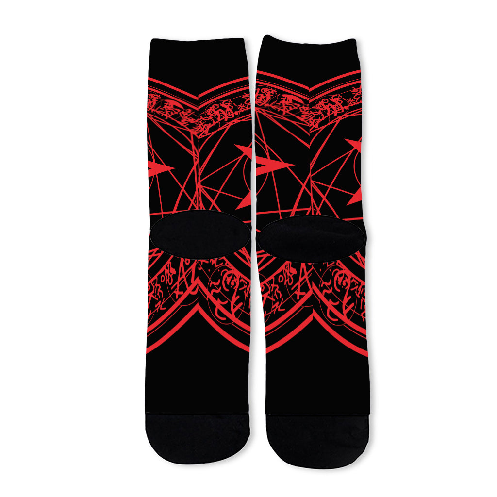 Magic Pentagram Symbol Print Long Socks