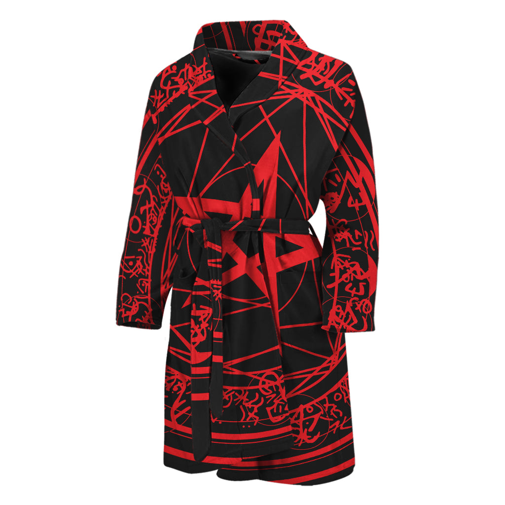 Magic Pentagram Symbol Print Men's Bathrobe