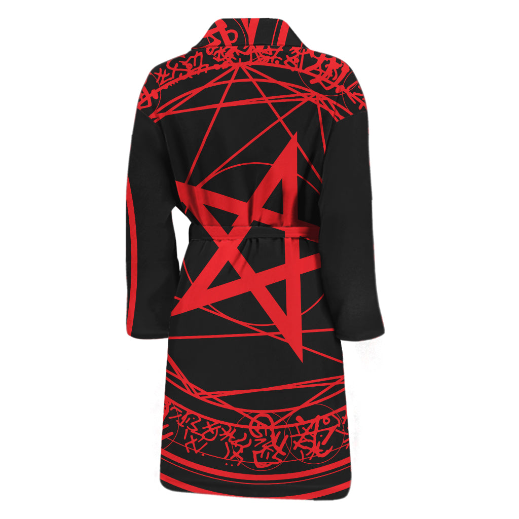 Magic Pentagram Symbol Print Men's Bathrobe