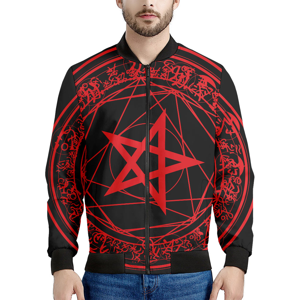 Magic Pentagram Symbol Print Men's Bomber Jacket