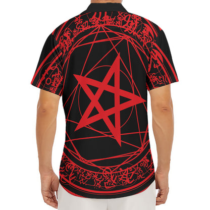 Magic Pentagram Symbol Print Men's Deep V-Neck Shirt