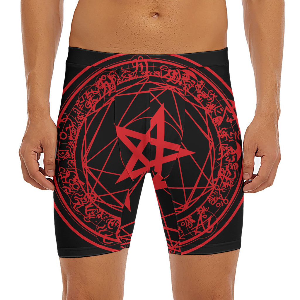 Magic Pentagram Symbol Print Men's Long Boxer Briefs