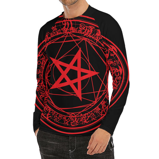 Magic Pentagram Symbol Print Men's Long Sleeve Rash Guard