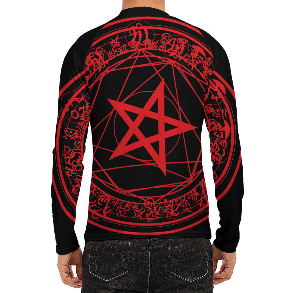 Magic Pentagram Symbol Print Men's Long Sleeve Rash Guard