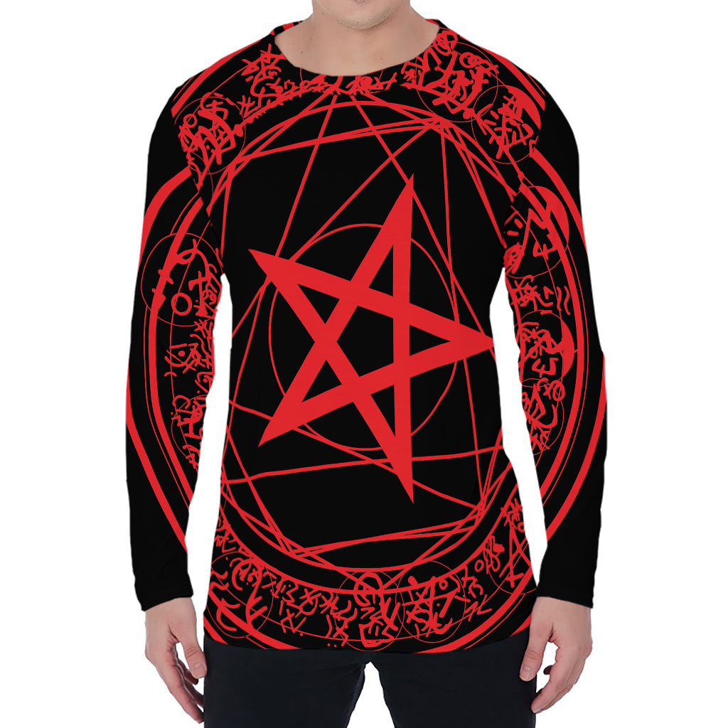 Magic Pentagram Symbol Print Men's Long Sleeve T-Shirt