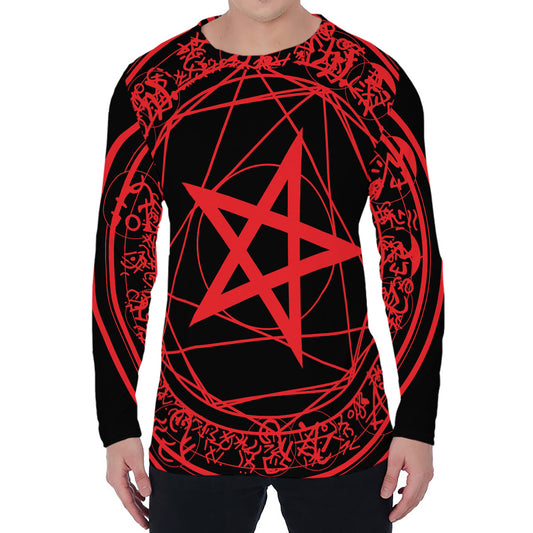Magic Pentagram Symbol Print Men's Long Sleeve T-Shirt