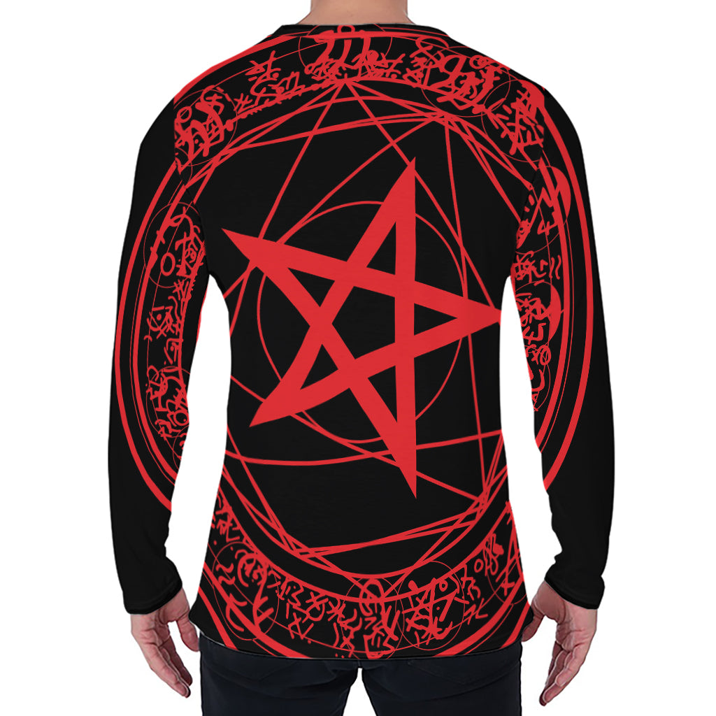 Magic Pentagram Symbol Print Men's Long Sleeve T-Shirt