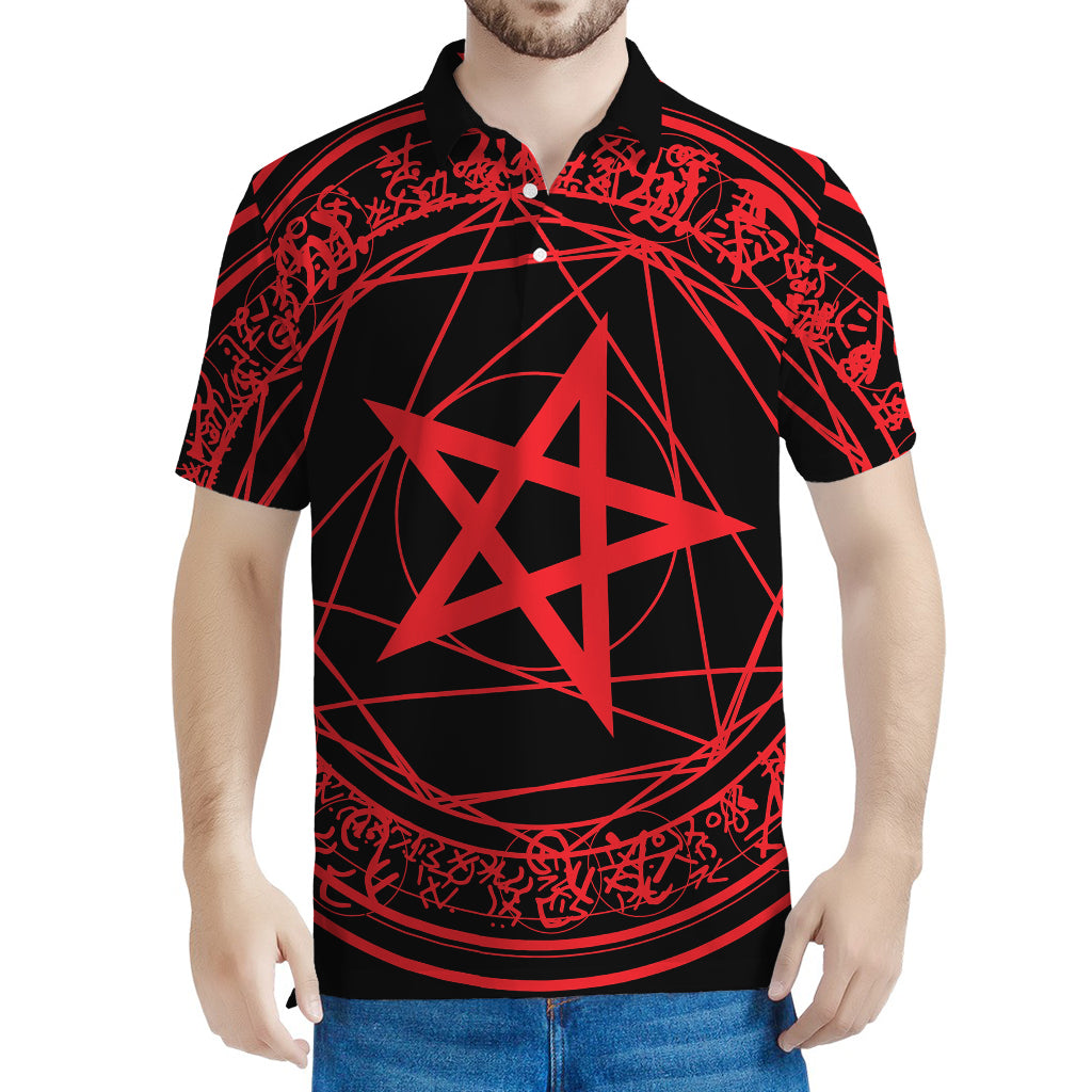 Magic Pentagram Symbol Print Men's Polo Shirt