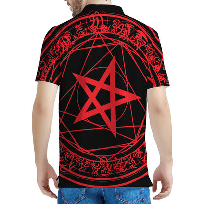 Magic Pentagram Symbol Print Men's Polo Shirt