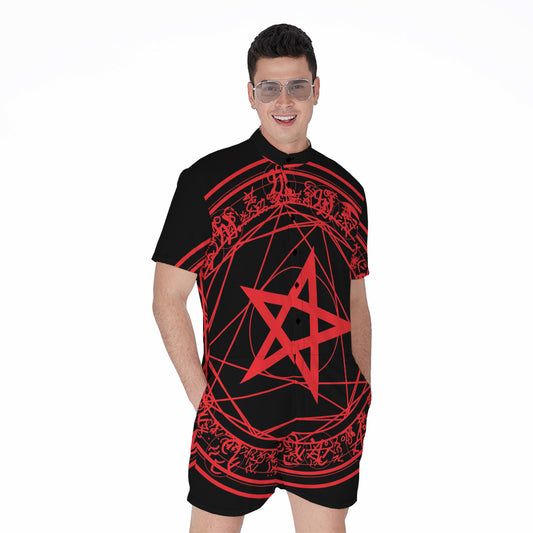 Magic Pentagram Symbol Print Men's Rompers