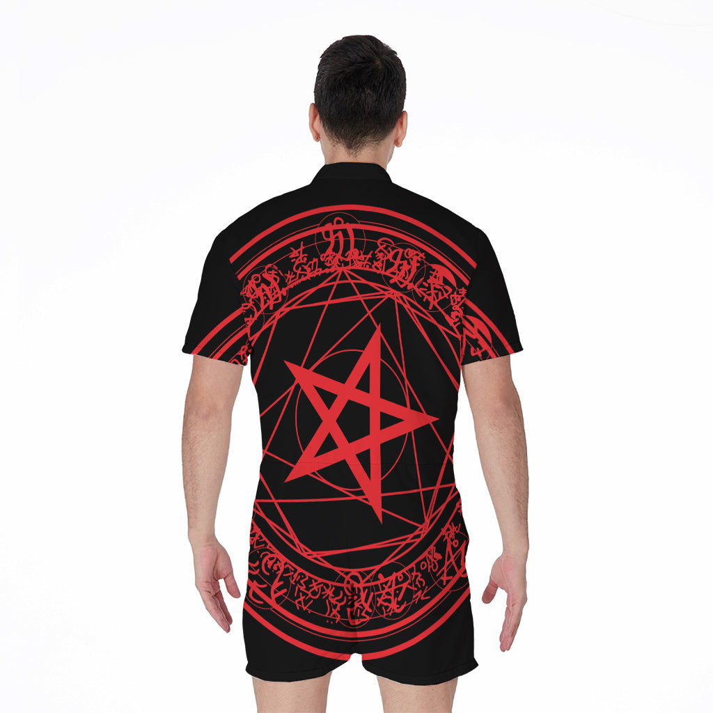 Magic Pentagram Symbol Print Men's Rompers