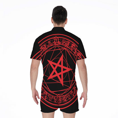 Magic Pentagram Symbol Print Men's Rompers