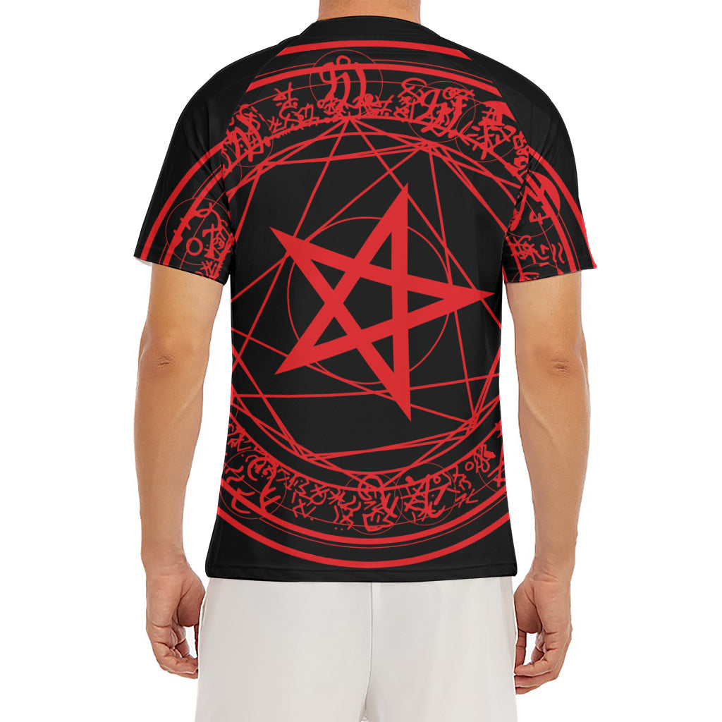 Magic Pentagram Symbol Print Men's Short Sleeve Rash Guard
