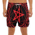 Magic Pentagram Symbol Print Men's Split Running Shorts