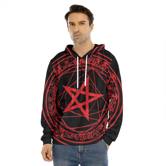 Magic Pentagram Symbol Print Men's Velvet Pullover Hoodie