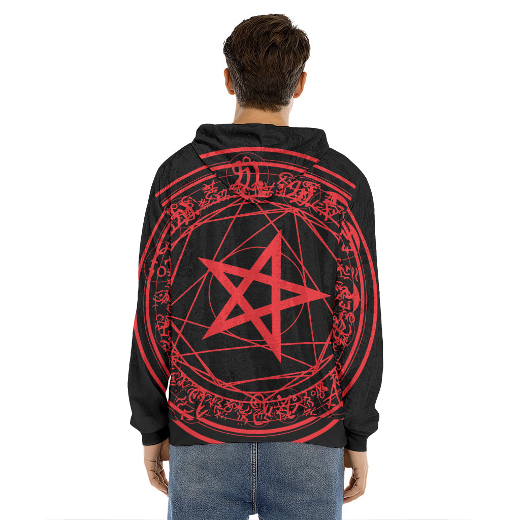 Magic Pentagram Symbol Print Men's Velvet Pullover Hoodie