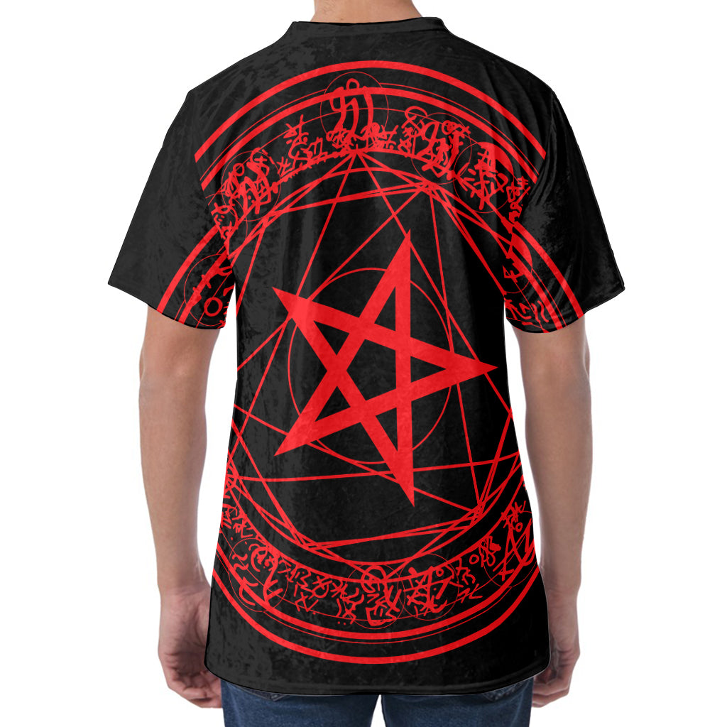 Magic Pentagram Symbol Print Men's Velvet T-Shirt