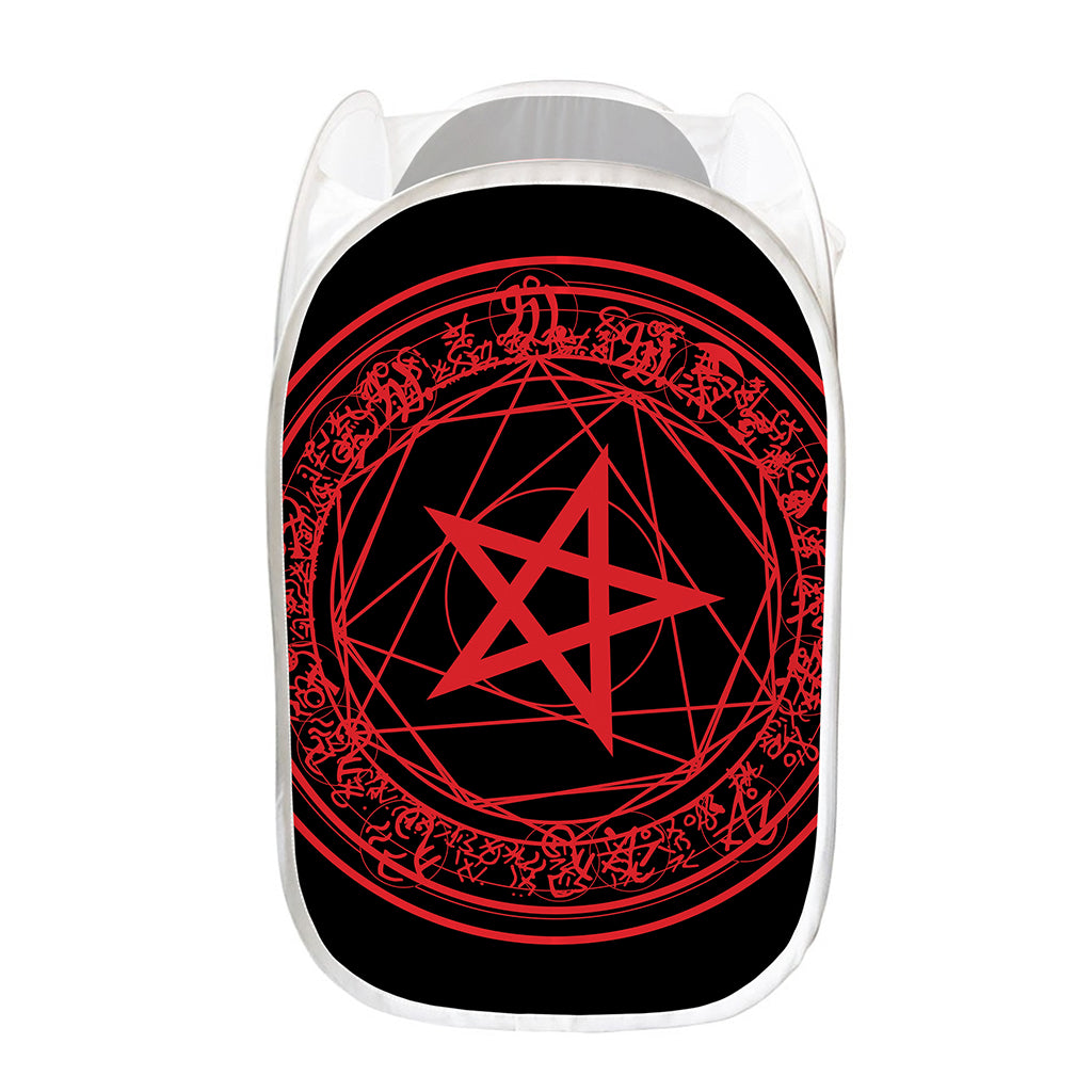 Magic Pentagram Symbol Print Mesh Laundry Hamper