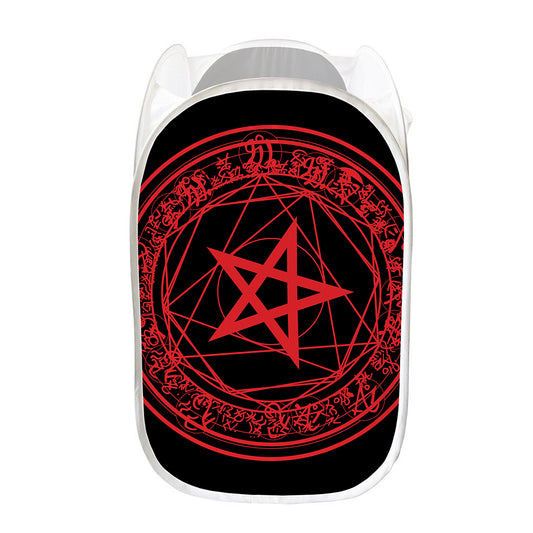 Magic Pentagram Symbol Print Mesh Laundry Hamper