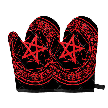 Magic Pentagram Symbol Print Oven Mitts