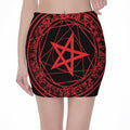 Magic Pentagram Symbol Print Pencil Mini Skirt