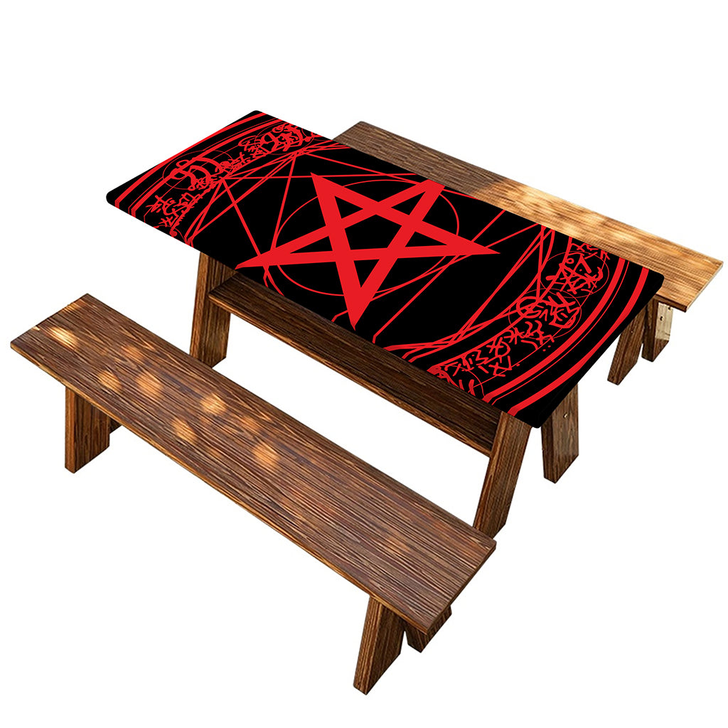 Magic Pentagram Symbol Print Picnic Table Cover