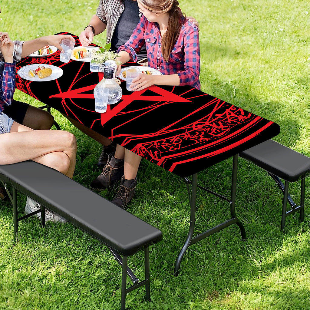 Magic Pentagram Symbol Print Picnic Table Cover
