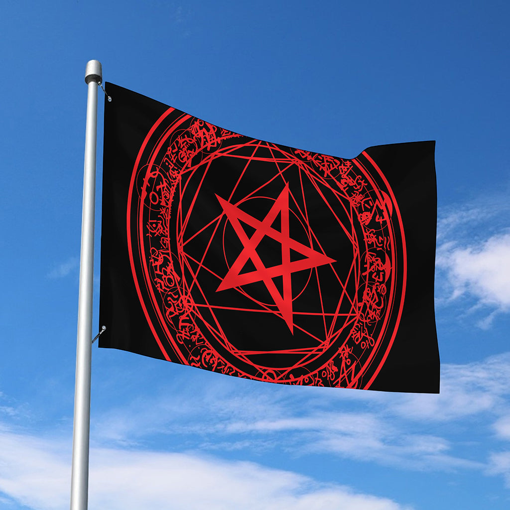 Magic Pentagram Symbol Print Polyester Flag
