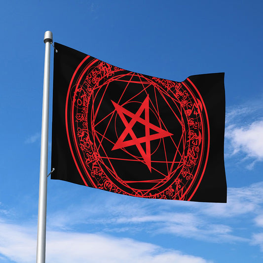 Magic Pentagram Symbol Print Polyester Flag