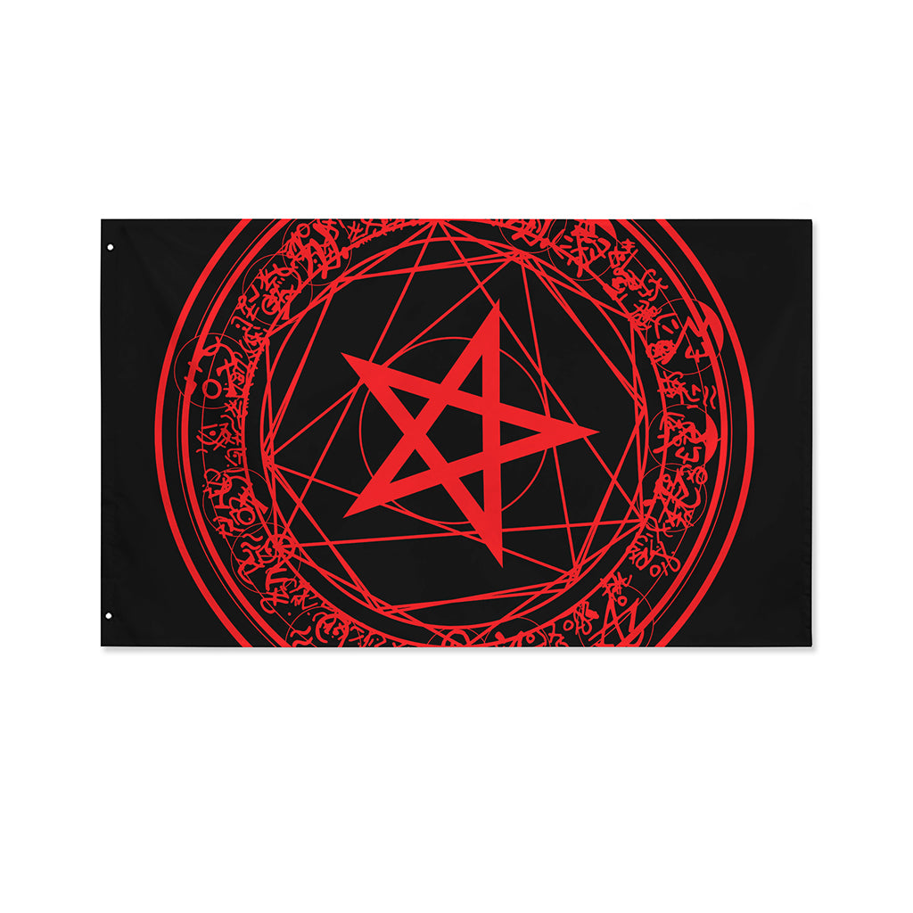 Magic Pentagram Symbol Print Polyester Flag