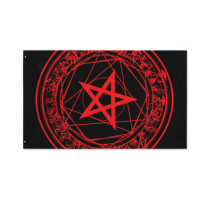 Magic Pentagram Symbol Print Polyester Flag