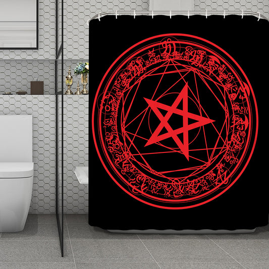 Magic Pentagram Symbol Print Polyester Shower Curtain
