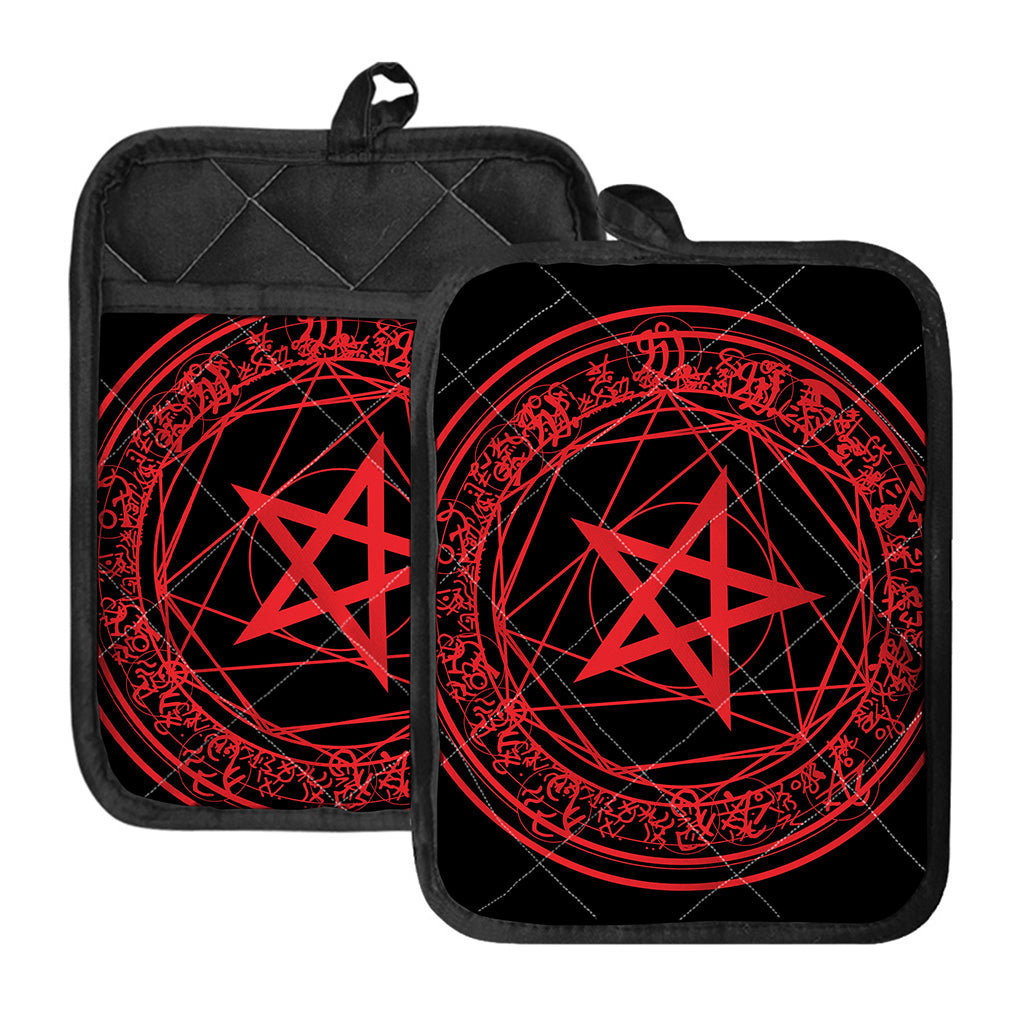 Magic Pentagram Symbol Print Pot Holders With Pocket