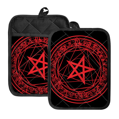 Magic Pentagram Symbol Print Pot Holders With Pocket