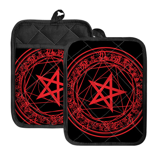 Magic Pentagram Symbol Print Pot Holders With Pocket
