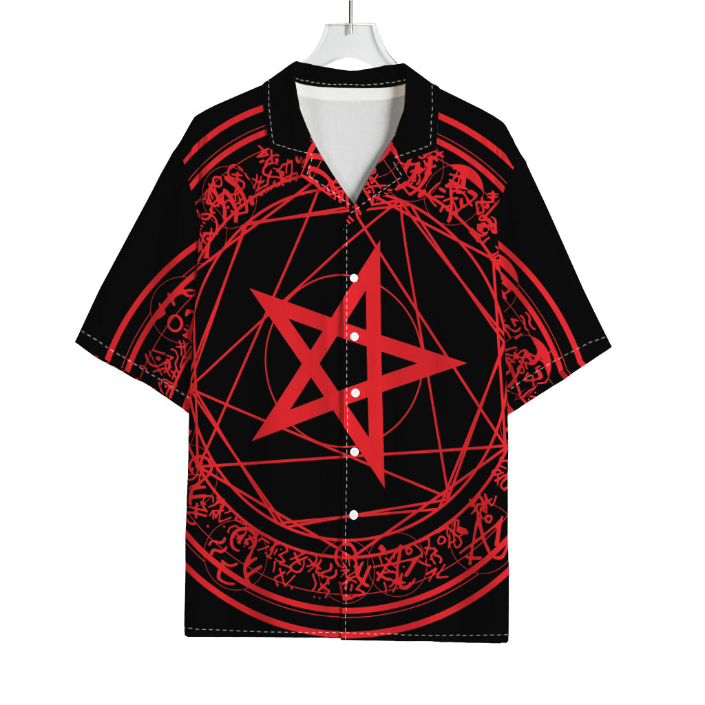 Magic Pentagram Symbol Print Rayon Hawaiian Shirt