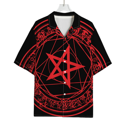 Magic Pentagram Symbol Print Rayon Hawaiian Shirt